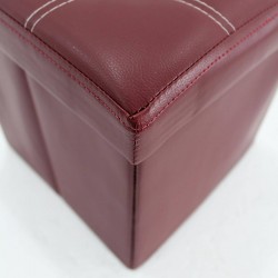 Rebecca Mobili Ottoman Pouf Suelo Cuero Sintético Bordeaux Plegable 30x30x30