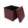 Rebecca Mobili Pouf Tabouret Similicuir Rouge Bordeaux Repose-Pieds 30x30x30