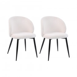 Chairs Mobili Rebecca Karamu 81x54x56 Teddy Fabric Metal  Black Modern SET 2 pieces Partially Assembled