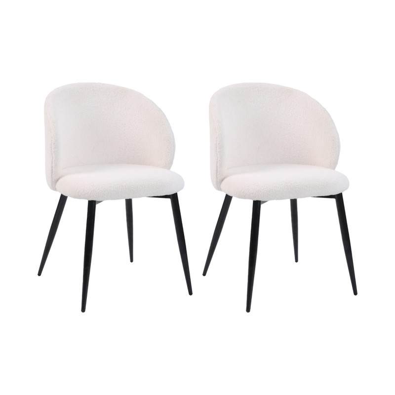 Chairs Mobili Rebecca Karamu 81x54x56 Teddy Fabric Metal  Black Modern SET 2 pieces Partially Assembled