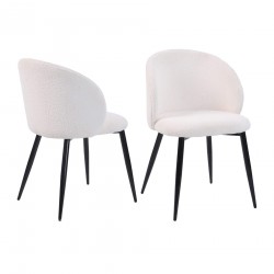 Chairs Mobili Rebecca Karamu 81x54x56 Teddy Fabric Metal  Black Modern SET 2 pieces Partially Assembled