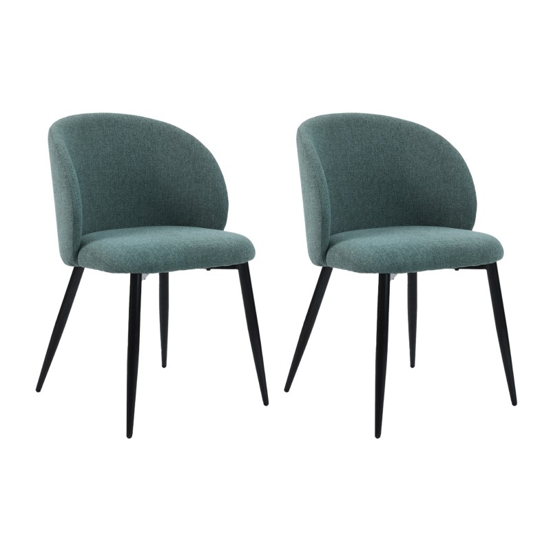 Chairs Mobili Rebecca Festuca 81x54x56 Polylinen Fabric Metal  Black Modern SET 2 pieces Partially Assembled