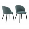 Stoelen Mobili Rebecca Festuca 81x54x56 Polylinen Stof Metaal Aqua Groen Zwart Modern SET 2 stuks Gedeeltelijk Gemonteerd