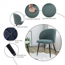 Stoelen Mobili Rebecca Festuca 81x54x56 Polylinen Stof Metaal Aqua Groen Zwart Modern SET 2 stuks Gedeeltelijk Gemonteerd