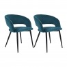 Chaises Mobili Rebecca Titoki 76x55,5x58 Velours Métal Vert Pétrole Noir Moderne SET 2 pièces Partiellement Assemblé