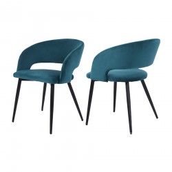 Chairs Mobili Rebecca Titoki 76x55,5x58 Samt Metal Petrol Green Black Modern SET 2 pieces Partially Assembled