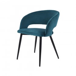 Chairs Mobili Rebecca Titoki 76x55,5x58 Samt Metal Petrol Green Black Modern SET 2 pieces Partially Assembled