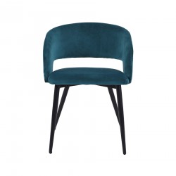 Chairs Mobili Rebecca Titoki 76x55,5x58 Samt Metal Petrol Green Black Modern SET 2 pieces Partially Assembled