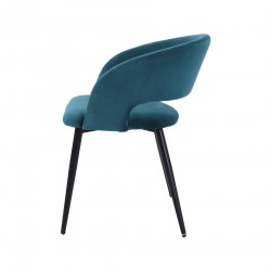 Chairs Mobili Rebecca Titoki 76x55,5x58 Samt Metal Petrol Green Black Modern SET 2 pieces Partially Assembled