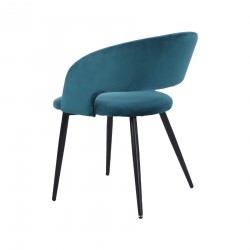 Chairs Mobili Rebecca Titoki 76x55,5x58 Samt Metal Petrol Green Black Modern SET 2 pieces Partially Assembled