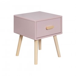 Bedside Table Mobili Rebecca Enotera 44x35x35 MDF Pine Pink Brown Scandinavian Partially Assembled