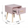 Bedside Table Mobili Rebecca Enotera 44x35x35 MDF Pine Pink Brown Scandinavian Partially Assembled