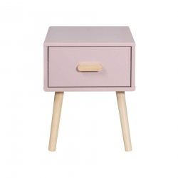 Bedside Table Mobili Rebecca Enotera 44x35x35 MDF Pine Pink Brown Scandinavian Partially Assembled