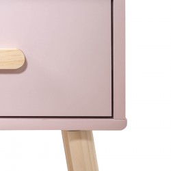 Bedside Table Mobili Rebecca Enotera 44x35x35 MDF Pine Pink Brown Scandinavian Partially Assembled