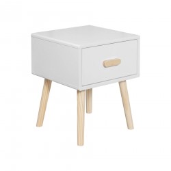 Bedside Table Mobili Rebecca Cassia 44x35x35 MDF Pine White Brown Scandinavian Partially Assembled