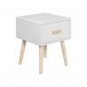 Mesa de cabeceira Mobili Rebecca Cassia 44x35x35 MDF Pinho Branco Marrom Escandinavo Parcialmente Montado