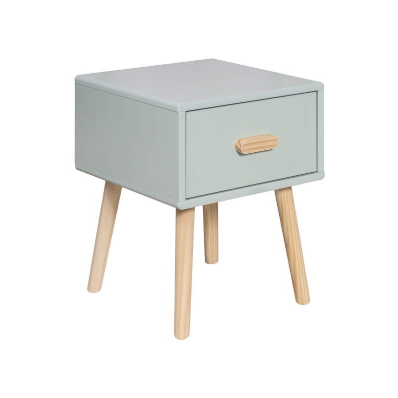 Comodino Mobili Rebecca Picea 44x35x35 MDF Pino Verde Acqua Marrone Scandinavo Parzialmente Montato