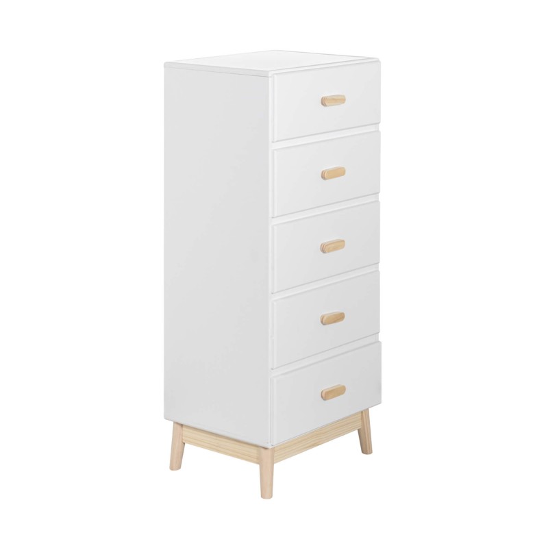 Chest Of Drawers Mobili Rebecca Myristica 115x50x40 MDF Pine White Brown Scandinavian To Assemble