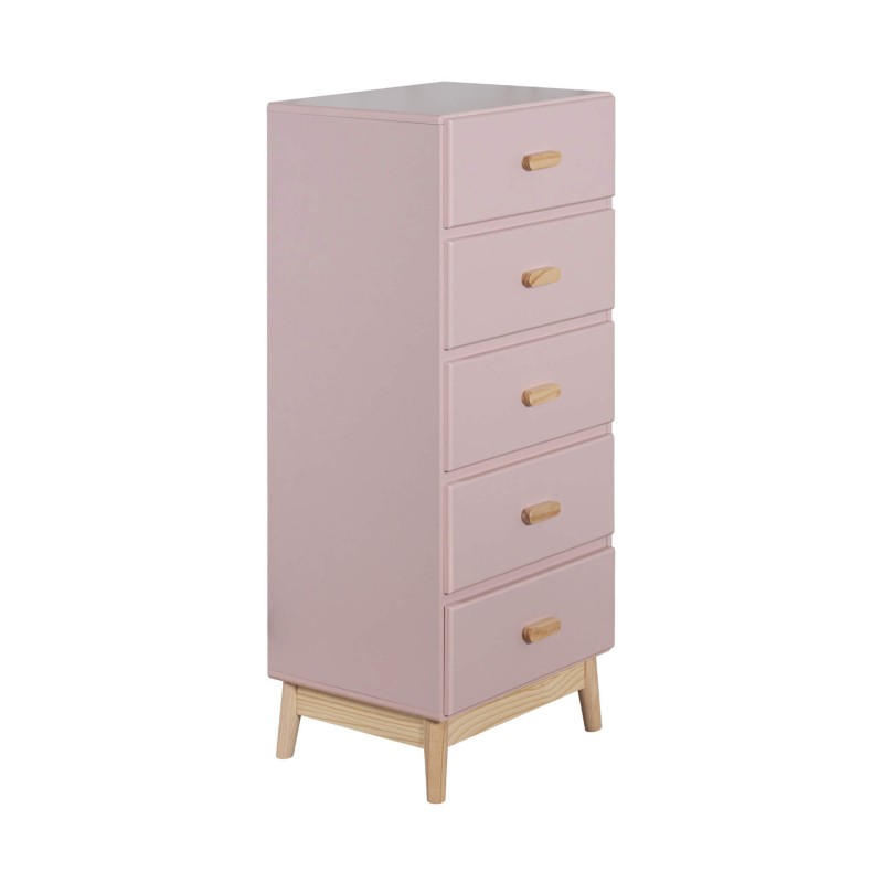 Commode Mobili Rebecca Orchidea 115x50x40 MDF Pin Rose Marron Scandinave À Monter