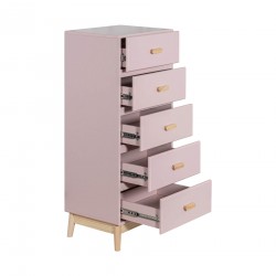 Chest Of Drawers Mobili Rebecca Orchidea 115x50x40 MDF Pine Pink Brown Scandinavian To Assemble