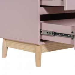 Cassettiera Mobili Rebecca Orchidea 115x50x40 MDF Pino Rosa Marrone Scandinavo Da Montare