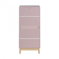 Cassettiera Mobili Rebecca Orchidea 115x50x40 MDF Pino Rosa Marrone Scandinavo Da Montare