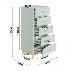 Kommode Mobili Rebecca Aloe 115x50x40 MDF Kiefer Aquagrün Braun Skandinavisch Zu Montieren