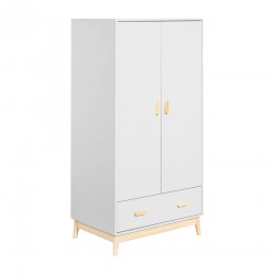 Kleiderschrank Mobili Rebecca Aegle 175x80x55 MDF Kiefer Weiß Braun Skandinavisch Zu Montieren