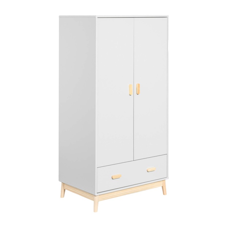 Armoire Mobili Rebecca Aegle 175x80x55 MDF Pin Blanc Marron Scandinave À Monter