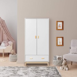 Kleiderschrank Mobili Rebecca Aegle 175x80x55 MDF Kiefer Weiß Braun Skandinavisch Zu Montieren