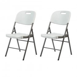 Chaises d'Extérieur Rebecca Mobili Quiver 88x45x50 Plastique Acier Blanc Gris Moderne SET 2 pièces Assemblé