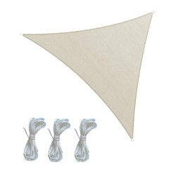 Tenda a Vela Rebecca Mobili Totara 300x300x300 Poliestere Impermeabile Acciaio Bianco Crema