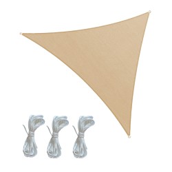 Tenda a Vela Rebecca Mobili Rhus 300x300x300 Poliestere Impermeabile Acciaio Beige Scuro