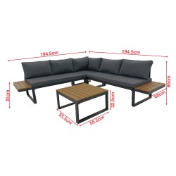 Garden Lounge Set Rebecca Mobili Yama 65x134,5x60 Aluminum Polywood Black Brown Modern SET 2 pieces Assembly required