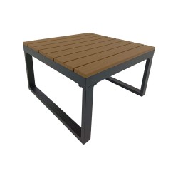 Salotto da Giardino Rebecca Mobili Yama 65x134,5x60 Alluminio Polywood Nero Marrone Moderno SET 3 pezzi Da Montare