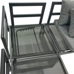 Salotto da Giardino Rebecca Mobili Yama 65x134,5x60 Alluminio Polywood Nero Marrone Moderno SET 3 pezzi Da Montare