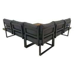 Garten-Loungeset Rebecca Mobili Yama 65x134,5x60 Aluminium Polywood Schwarz Braun Modern SET 2 Stück Zu montieren