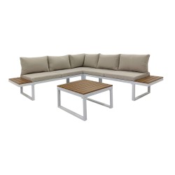 Garten-Loungeset Rebecca Mobili Toog 65x134,5x61 Aluminium Polywood Weiß Braun Modern SET 2 Stück Zu montieren