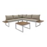 Tuin loungeset Rebecca Mobili Toog 65x134,5x61 Aluminium Polywood Wit Bruin Modern SET 2 stuks Te monteren