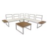 Salotto da Giardino Rebecca Mobili Toog 65x134,5x61 Alluminio Polywood Bianco Marrone Moderno SET 3 pezzi Da Montare