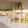 Uitschuifbare tafel Rebecca Mobili Arayan 73x140x90 Aluminium Polywood Wit Bruin Modern Te monteren