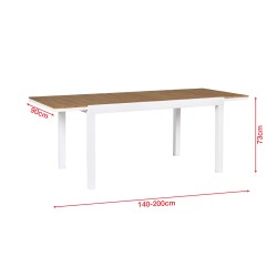 Table extensible Rebecca Mobili Arayan 73x140x90 Aluminium Polywood Blanc Marron Moderne À monter