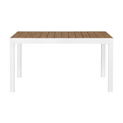 Extendable Table Rebecca Mobili Arayan 73x140x90 Aluminum Polywood White Brown Modern Assembly required