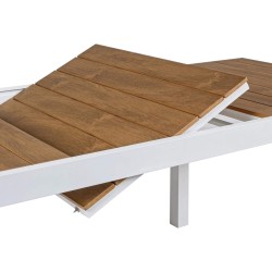 Extendable Table Rebecca Mobili Arayan 73x140x90 Aluminum Polywood White Brown Modern Assembly required