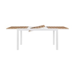 Extendable Table Rebecca Mobili Arayan 73x140x90 Aluminum Polywood White Brown Modern Assembly required