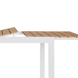 Mesa extensible Rebecca Mobili Arayan 73x140x90 Aluminio Polywood Blanco Marrón Moderno Para montar