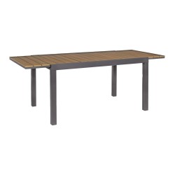 Mesa extensible Rebecca Mobili Nogal 73x140x90 Aluminio Polywood Gris oscuro Marrón Moderno Para montar