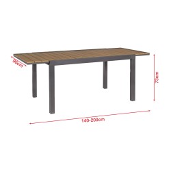 Mesa extensível Rebecca Mobili Nogal 73x140x90 Alumínio Polywood Cinzento escuro Castanho Moderno Para montar