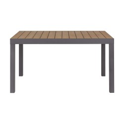 Extendable Table Rebecca Mobili Nogal 73x140x90 Aluminum Polywood Dark Grey Brown Modern Assembly required