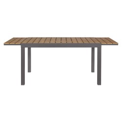 Extendable Table Rebecca Mobili Nogal 73x140x90 Aluminum Polywood Dark Grey Brown Modern Assembly required